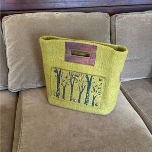 Green Felt Tote with Tree Design